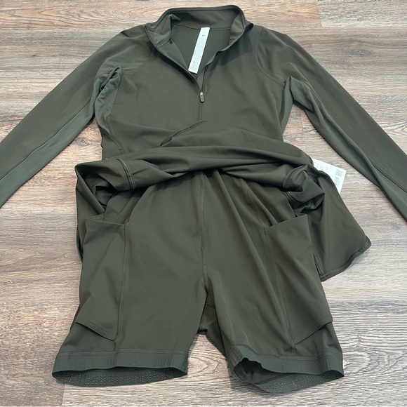 NWT Lululemon Nulux Long Sleeve Tennis Dress Dark Green Size 8 - Picture 7 of 13